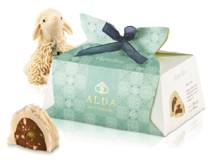 Foto agnello con bauletto acquamarina